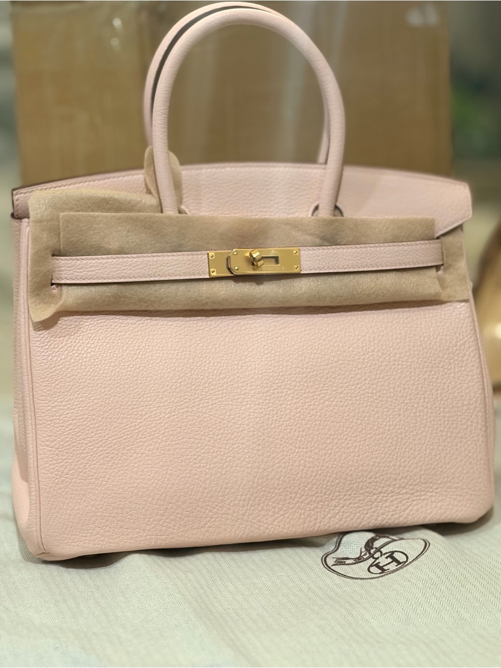H Birkin 30 Sakura pink powder GHW imported Togo leather HANDMADE